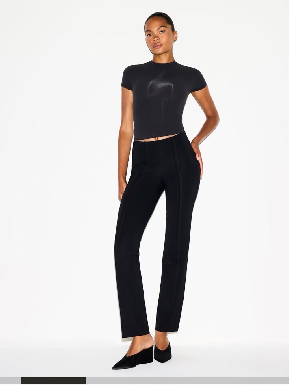 SKIMS The Essential Collection High Waist Pintuck Straight Pant Obsidian Size L